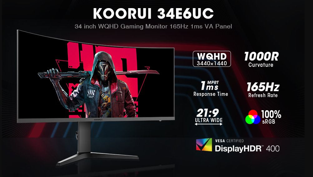 Ultra-HD, ultimate high-def gaming experience monitor from Koorui - make your gaming a life-like experience and launch your own gaming channel like a giant.